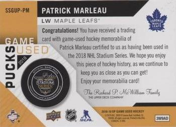 2018-19 SP Game Used - 2018 NHL Stadium Series Game-Used Pucks #SSGUP-PM Patrick Marleau Back