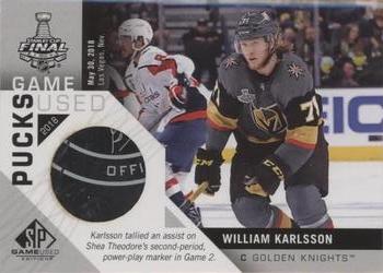 2018-19 SP Game Used - 2018 NHL Stanley Cup Finals Game-Used Pucks #SCGUP-WK William Karlsson Front