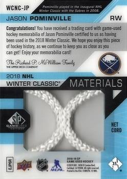 2018-19 SP Game Used - 2018 NHL Winter Classic Material Net Cords #WCNC-JP Jason Pominville Back
