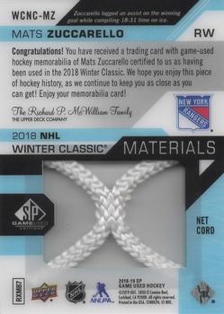 2018-19 SP Game Used - 2018 NHL Winter Classic Material Net Cords #WCNC-MZ Mats Zuccarello Back