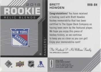 2018-19 SP Game Used - 2018 Rookie Relic Blends #RRB-BH Brett Howden Back
