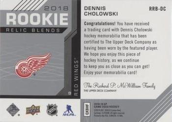 2018-19 SP Game Used - 2018 Rookie Relic Blends #RRB-DC Dennis Cholowski Back