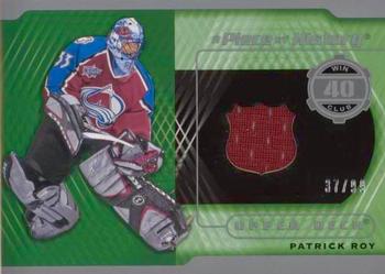 2018-19 SP Game Used - A Piece of History Relics 40 Win Season Club #40-PR Patrick Roy Front
