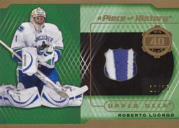 2018-19 SP Game Used - A Piece of History Relics 40 Win Season Club Patch #40-RL Roberto Luongo Front