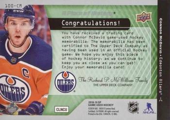 2018-19 SP Game Used - A Piece of History Relics 100 Point Season Club #100-CM Connor McDavid Back