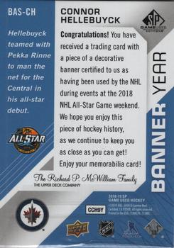2018-19 SP Game Used - Banner Year Jumbo Relic All-Star #BAS-CH Connor Hellebuyck Back