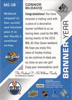 2018-19 SP Game Used - Banner Year Jumbo Relic All-Star #BAS-CM Connor McDavid Back