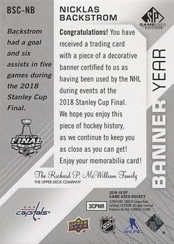 2018-19 SP Game Used - Banner Year Jumbo Relic Stanley Cup #BSC-NB Nicklas Backstrom Back