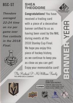 2018-19 SP Game Used - Banner Year Jumbo Relic Stanley Cup #BSC-ST Shea Theodore Back
