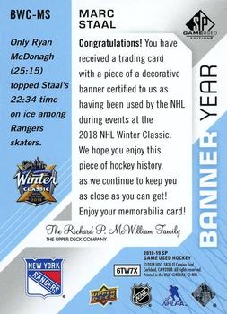 2018-19 SP Game Used - Banner Year Jumbo Relic Winter Classic #BWC-MS Marc Staal Back