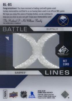 2018-19 SP Game Used - Battle Lines Net Cords #BL-BS Buffalo Sabres Back