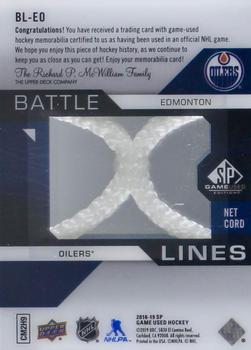 2018-19 SP Game Used - Battle Lines Net Cords #BL-EO Edmonton Oilers Back