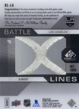 2018-19 SP Game Used - Battle Lines Net Cords #BL-LA Los Angeles Kings Back