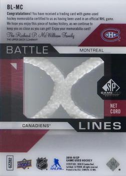 2018-19 SP Game Used - Battle Lines Net Cords #BL-MC Montreal Canadiens Back