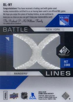 2018-19 SP Game Used - Battle Lines Net Cords #BL-NY New York Rangers Back