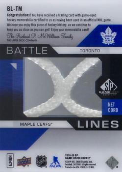 2018-19 SP Game Used - Battle Lines Net Cords #BL-TM Toronto Maple Leafs Back