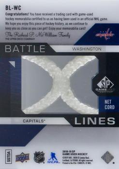 2018-19 SP Game Used - Battle Lines Net Cords #BL-WC Washington Capitals Back