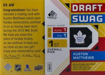 2018-19 SP Game Used - Draft Swag Triple Relic #DS-AM Auston Matthews Back