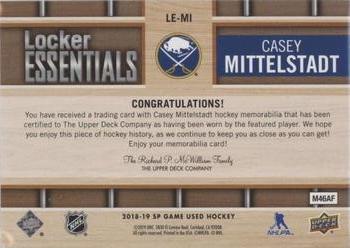 2018-19 SP Game Used - Locker Essentials #LE-MI Casey Mittelstadt Back