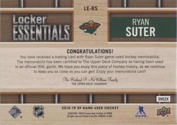 2018-19 SP Game Used - Locker Essentials #LE-RS Ryan Suter Back