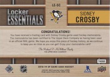 2018-19 SP Game Used - Locker Essentials #LE-SC Sidney Crosby Back