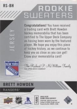 2018-19 SP Game Used - Rookie Sweaters #RS-BH Brett Howden Back