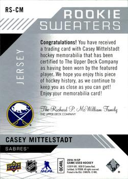 2018-19 SP Game Used - Rookie Sweaters #RS-CM Casey Mittelstadt Back