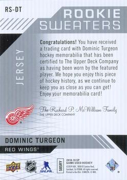 2018-19 SP Game Used - Rookie Sweaters #RS-DT Dominic Turgeon Back