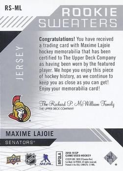 2018-19 SP Game Used - Rookie Sweaters #RS-ML Max Lajoie Back