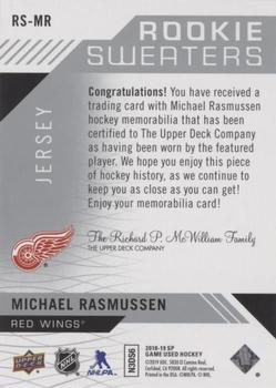 2018-19 SP Game Used - Rookie Sweaters #RS-MR Michael Rasmussen Back