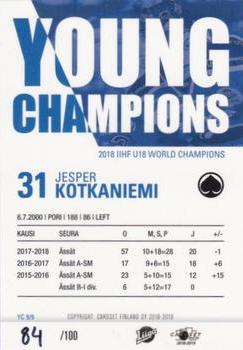 2018-19 Cardset Finland - Young Champions Show Promos #YC 9 Jesperi Kotkaniemi Back