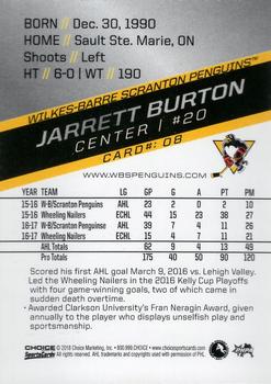 2017-18 Choice Wilkes-Barre/Scranton Penguins (AHL) #08 Jarrett Burton Back