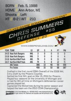 2017-18 Choice Wilkes-Barre/Scranton Penguins (AHL) #20 Chris Summers Back