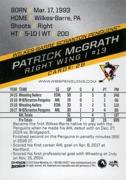 2017-18 Choice Wilkes-Barre/Scranton Penguins (AHL) #28 Patrick McGrath Back
