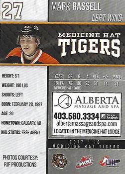 2017-18 Medicine Hat Tigers (WHL) #5 Mark Rassell Back