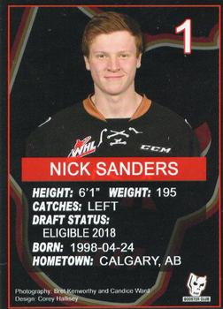2017-18 Calgary Hitmen (WHL) Booster Club #1 Nicholas Sanders Back
