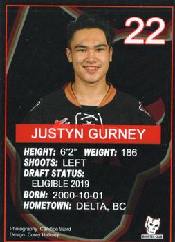 2017-18 Calgary Hitmen (WHL) Booster Club #17 Justyn Gurney Back