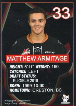 2017-18 Calgary Hitmen (WHL) Booster Club #24 Matthew Armitage Back