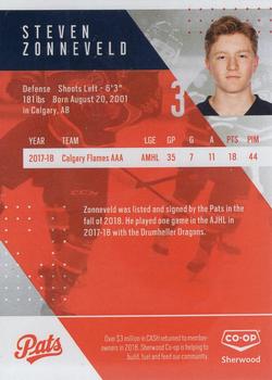 2018-19 Co-op Regina Pats (WHL) #NNO Steven Zonneveld Back