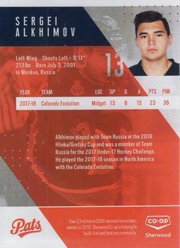 2018-19 Co-op Regina Pats (WHL) #NNO Sergei Alkhimov Back