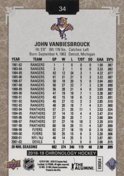 2018-19 Upper Deck Chronology #34 John Vanbiesbrouck Back