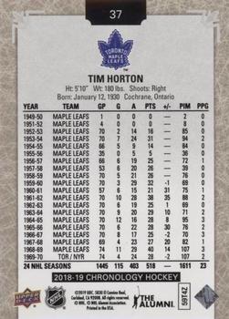 2018-19 Upper Deck Chronology #37 Tim Horton Back