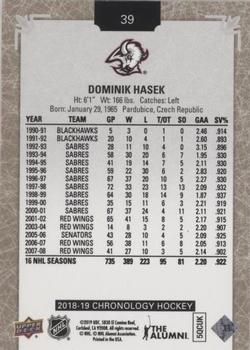 2018-19 Upper Deck Chronology #39 Dominik Hasek Back