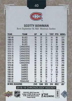 2018-19 Upper Deck Chronology #40 Scotty Bowman Back