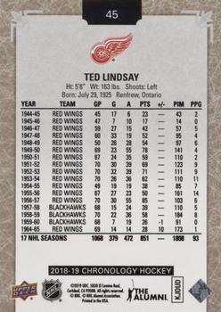 2018-19 Upper Deck Chronology #45 Ted Lindsay Back