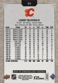 2018-19 Upper Deck Chronology #54 Lanny McDonald Back