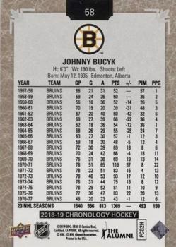 2018-19 Upper Deck Chronology #58 Johnny Bucyk Back