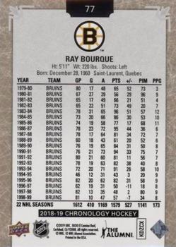 2018-19 Upper Deck Chronology #77 Ray Bourque Back
