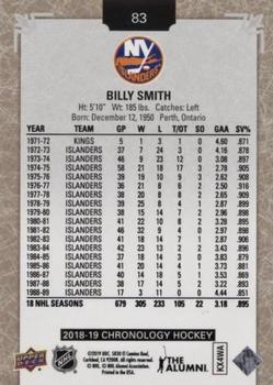 2018-19 Upper Deck Chronology #83 Billy Smith Back