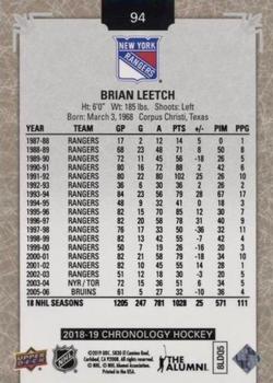 2018-19 Upper Deck Chronology #94 Brian Leetch Back